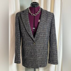 Austin Reed Black Blue and White Tweed Blazer with Notched Lapels